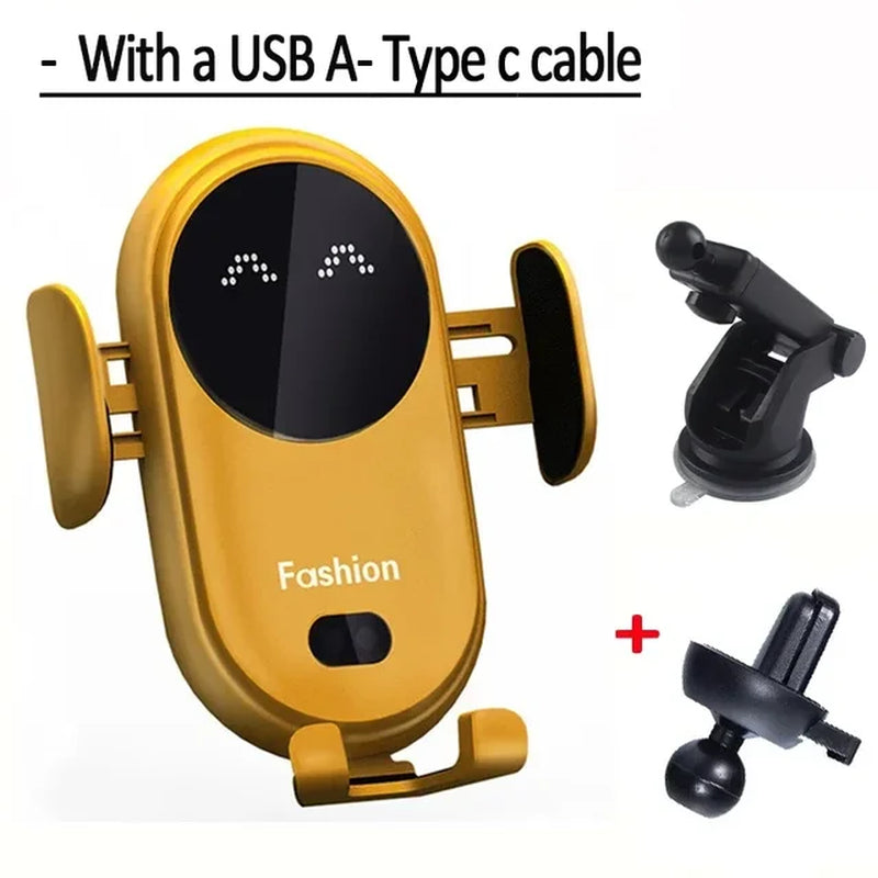 Automatic Clamping Infrared Induction Car Wireless Charger Stand with 30W Fast Charging for iPhone 11, 12, 13 Pro Max, Samsung Galaxy S20, S21 Plus