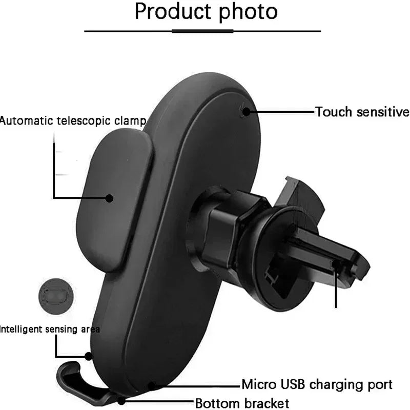Automatic Clamping Infrared Induction Car Wireless Charger Stand with 30W Fast Charging for iPhone 11, 12, 13 Pro Max, Samsung Galaxy S20, S21 Plus