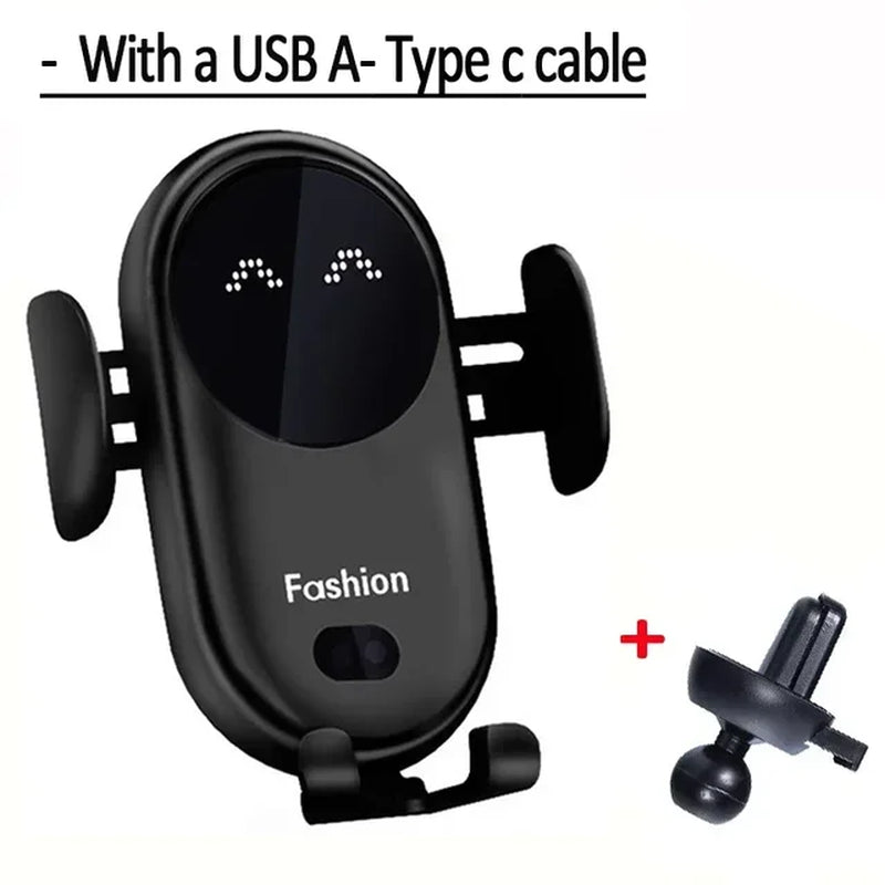 Automatic Clamping Infrared Induction Car Wireless Charger Stand with 30W Fast Charging for iPhone 11, 12, 13 Pro Max, Samsung Galaxy S20, S21 Plus