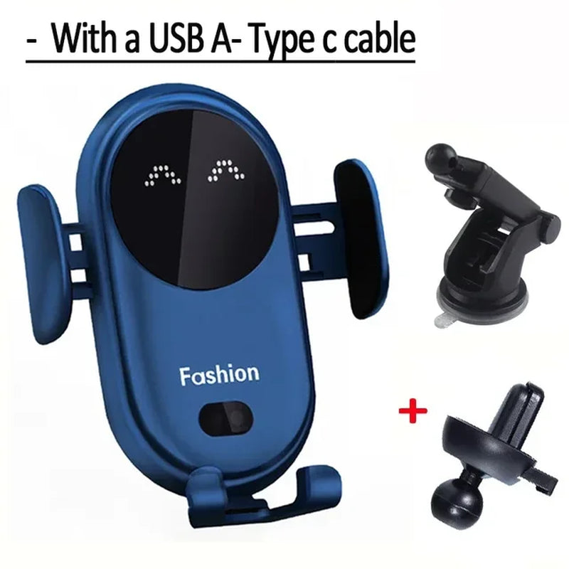 Automatic Clamping Infrared Induction Car Wireless Charger Stand with 30W Fast Charging for iPhone 11, 12, 13 Pro Max, Samsung Galaxy S20, S21 Plus