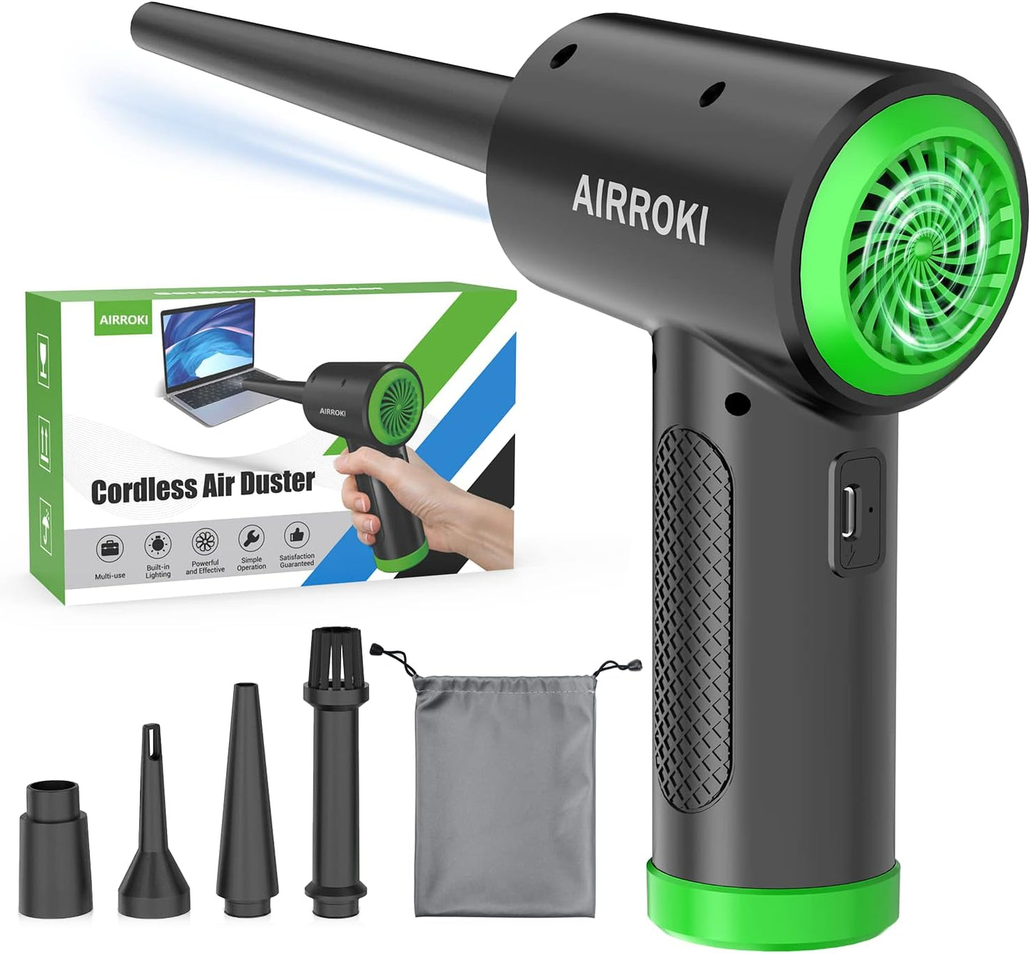 Compressed-Air-Duster-Electric-Air-Duster for Computers - 51000RPM 3 Speeds-Powerful Electronic Compressed Air Duster - 6000Mah Rechargeable - Keyboard Cleaner Air Duster