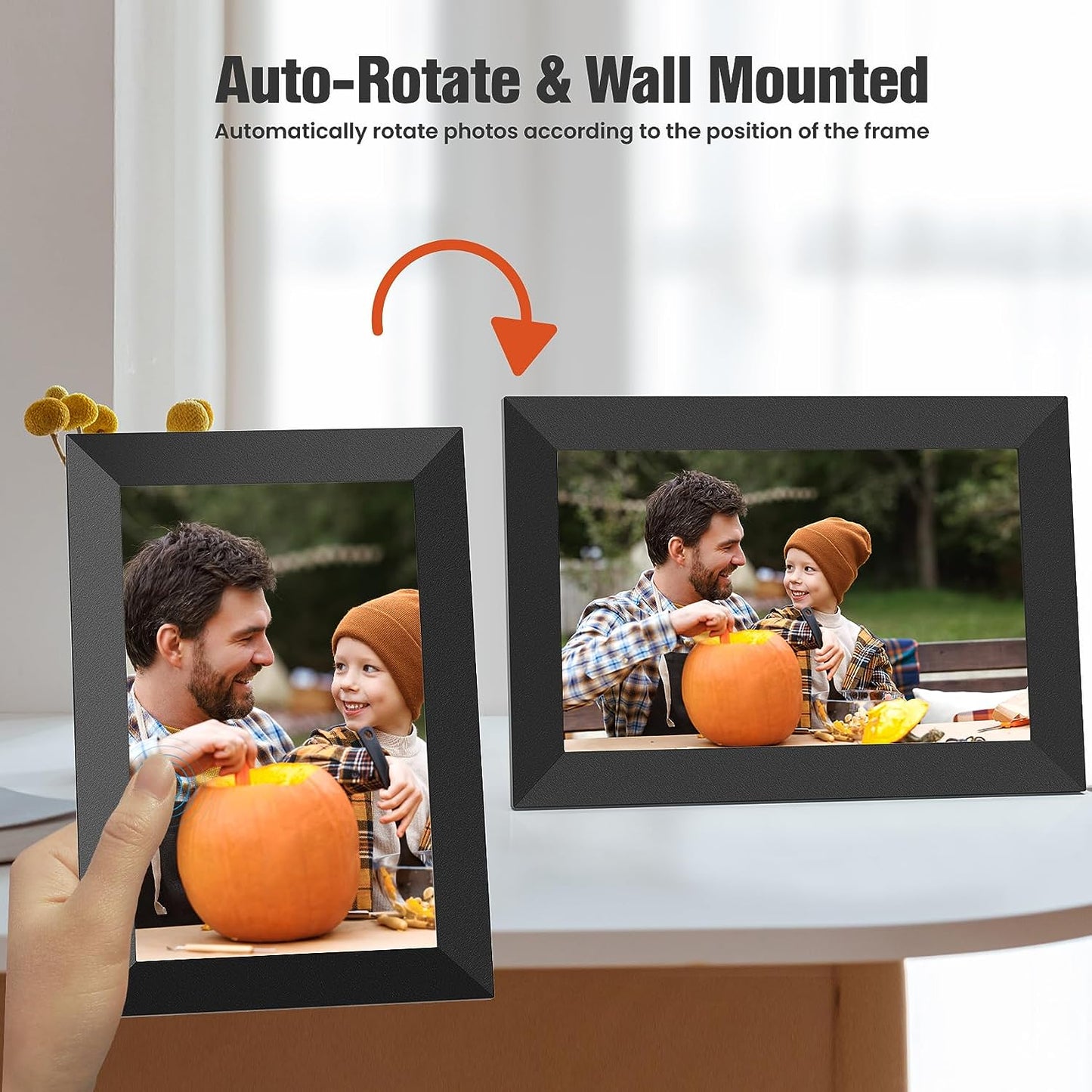 10.1 Inch Wifi Digital Picture Frame, IPS HD Touch Screen Cloud Smart Photo Frames with Built-In 32GB Memory, Wall Mountable, Auto-Rotate, Share Photos Instantly from Anywhere-Gift