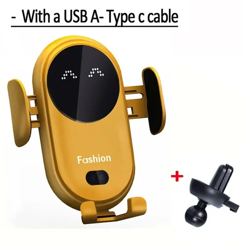 Automatic Clamping Infrared Induction Car Wireless Charger Stand with 30W Fast Charging for iPhone 11, 12, 13 Pro Max, Samsung Galaxy S20, S21 Plus