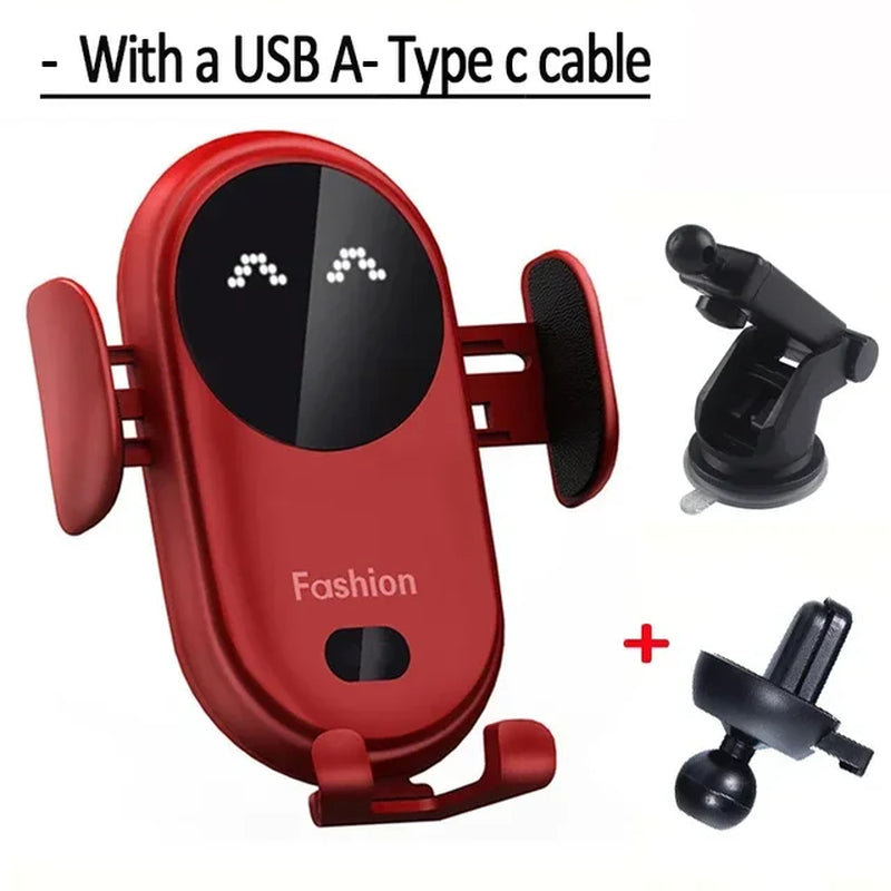 Automatic Clamping Infrared Induction Car Wireless Charger Stand with 30W Fast Charging for iPhone 11, 12, 13 Pro Max, Samsung Galaxy S20, S21 Plus