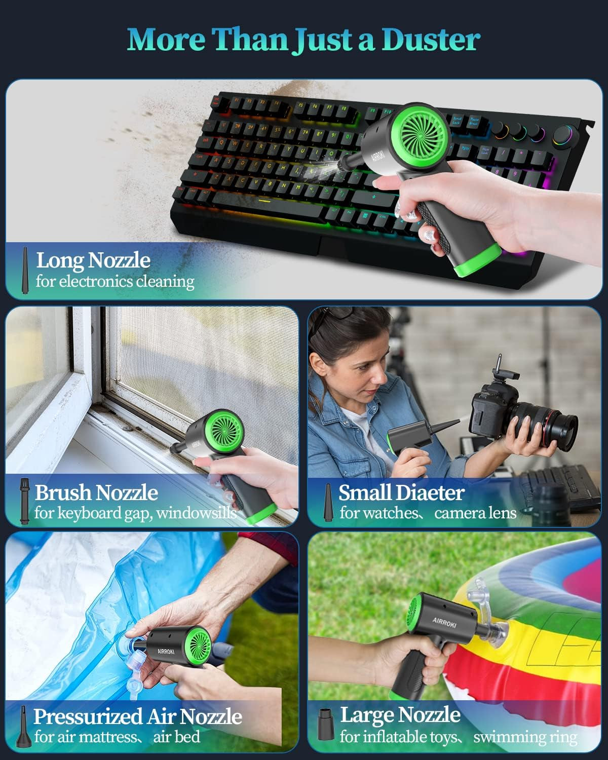 Compressed-Air-Duster-Electric-Air-Duster for Computers - 51000RPM 3 Speeds-Powerful Electronic Compressed Air Duster - 6000Mah Rechargeable - Keyboard Cleaner Air Duster