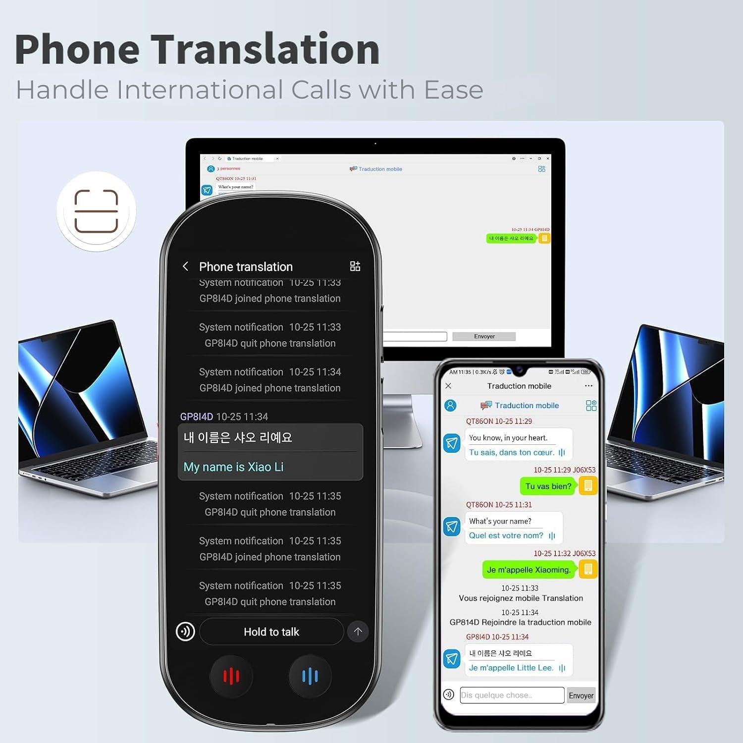 Translator Device, Language Translator Devices (No Wifi Needed) | Traducteur De Langue Instantané, Traducteur Vocal Instantané Sans Wifi, Offline AI Instant Translator for Travel, Study & Business