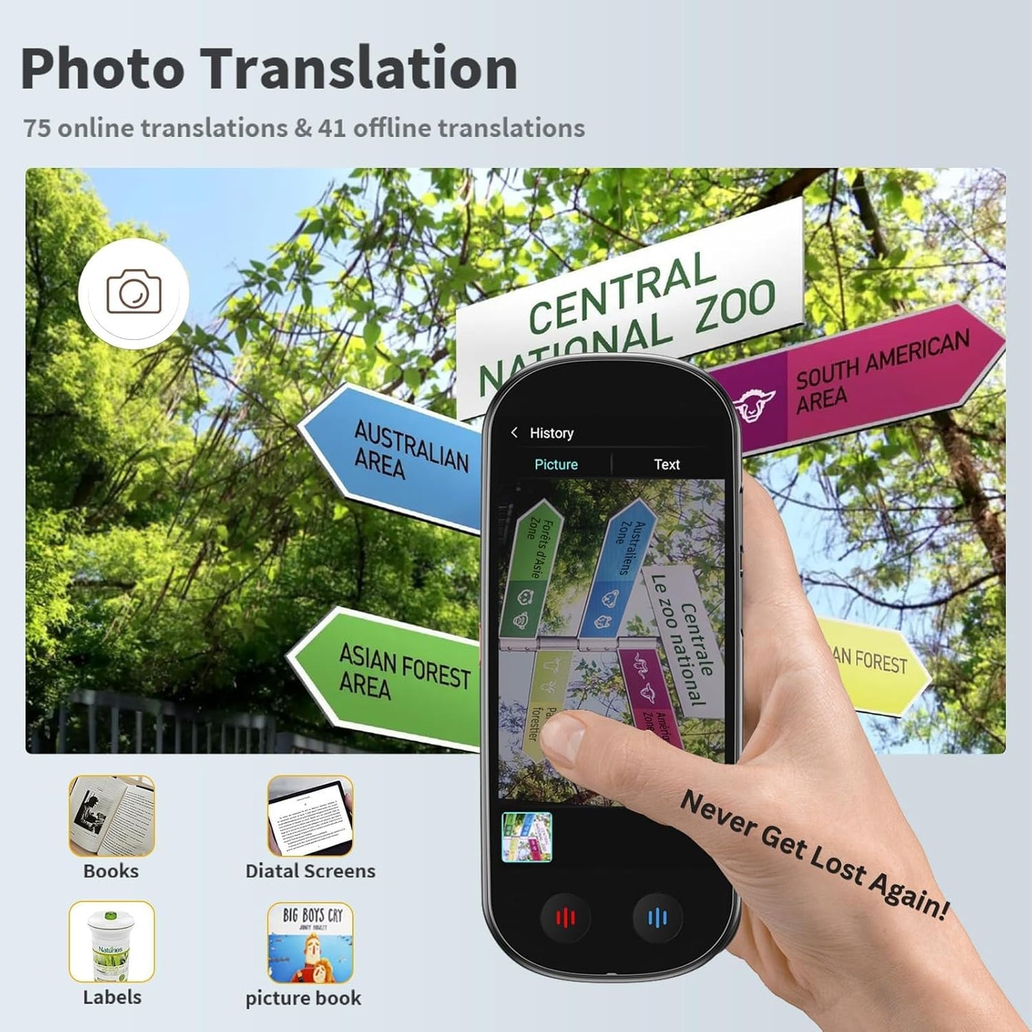 Translator Device, Language Translator Devices (No Wifi Needed) | Traducteur De Langue Instantané, Traducteur Vocal Instantané Sans Wifi, Offline AI Instant Translator for Travel, Study & Business