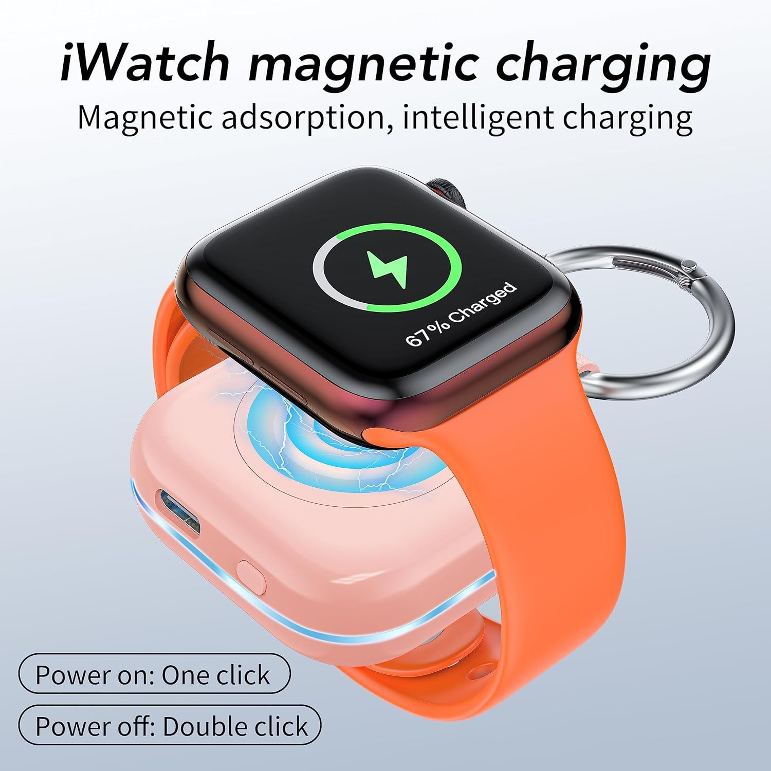 Portable Wireless Charger for Apple Watch Accessories,For Apple Watch Series 9/8/Uitra 2/Uitra/7/6/5/4/3/2/Se,Compact Magnetic Iwatch Charger 1200Mah Power Bank Keychain Travel Style Gift