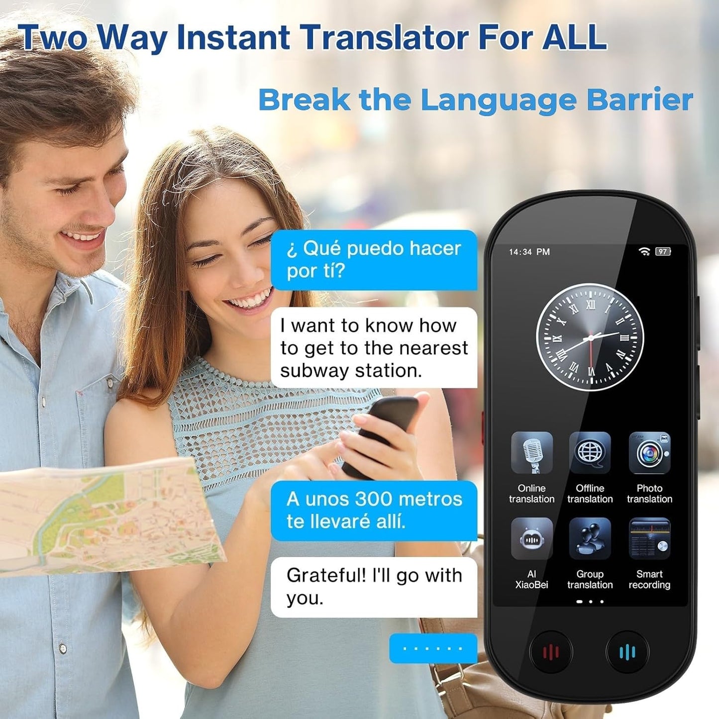 Translator Device, Language Translator Devices (No Wifi Needed) | Traducteur De Langue Instantané, Traducteur Vocal Instantané Sans Wifi, Offline AI Instant Translator for Travel, Study & Business