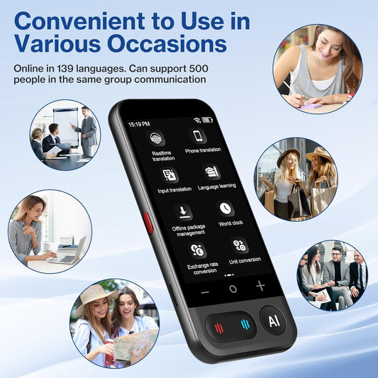 AI Language Translator Device No Wifi Needed, Instant Two Way Vioce Translator, AI Assistant Device for Business Learning Travel