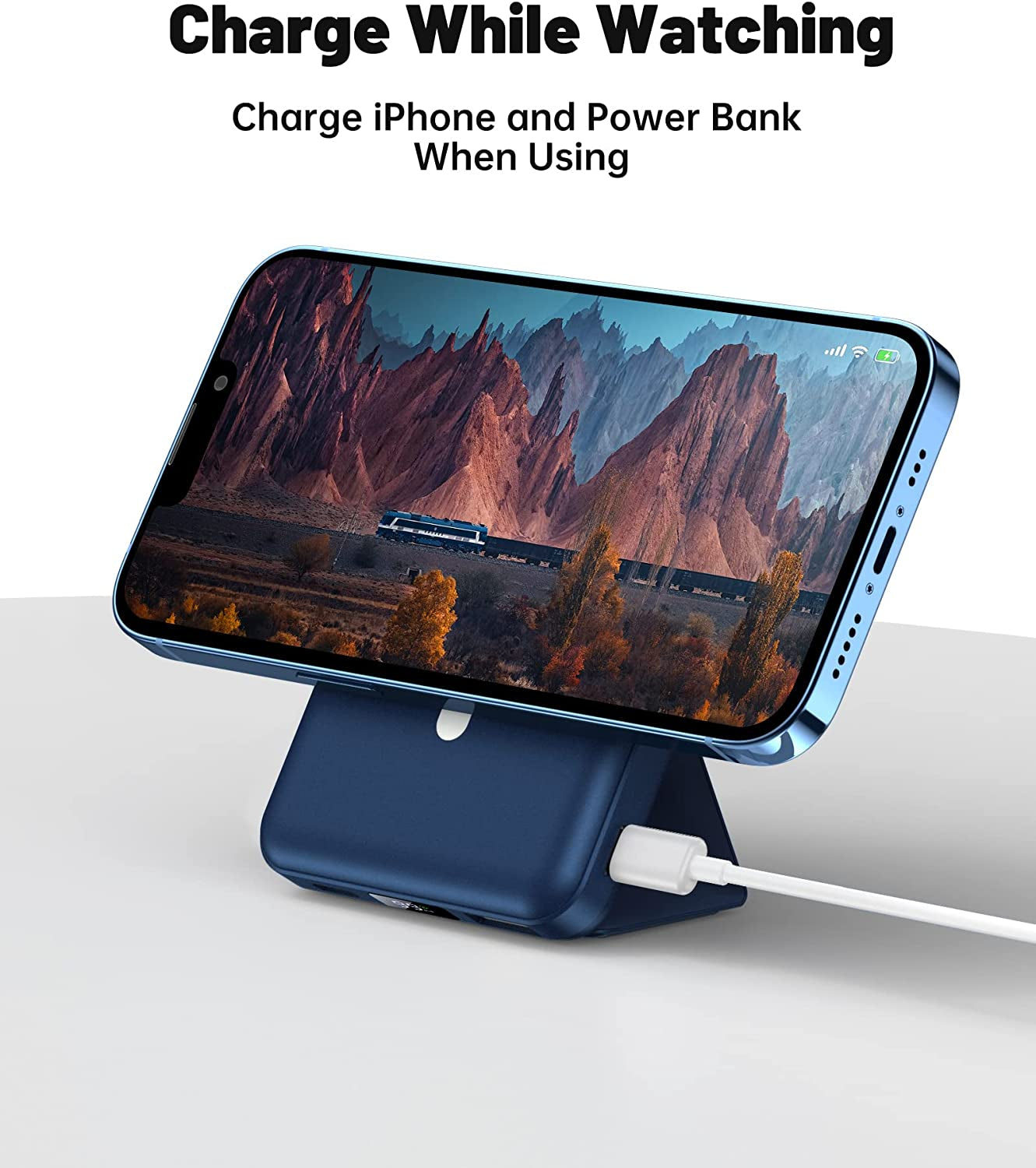 Magnetic Wireless Portable Charger, Foldable 10000Mah Battery Pack with USB-C Cable LED Display, Magnetic Power Bank 22.5W PD Fast Charging for Iphone 15/14/13/Pro/Mini/Pro Max (Blue)