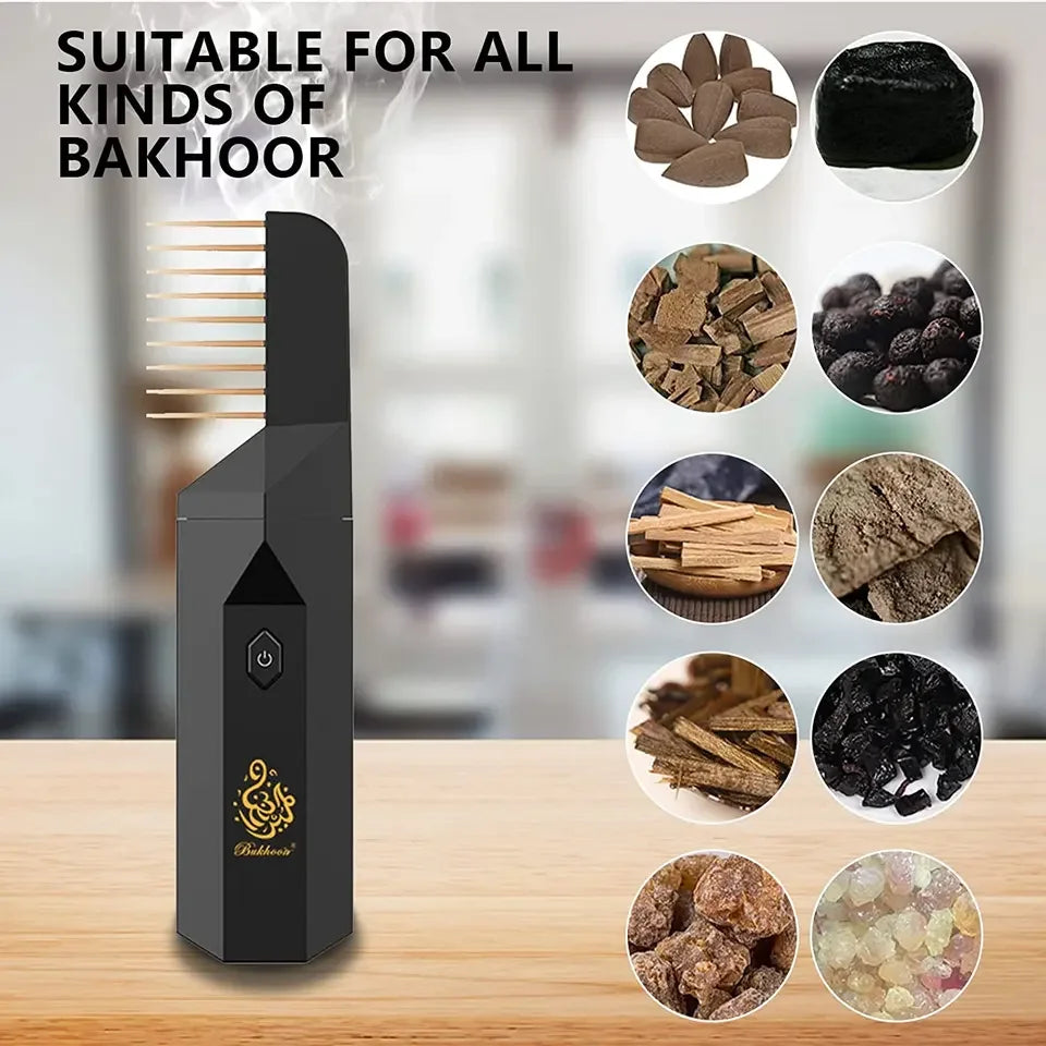 Bukhoon Original B26 Arabic Electronic Hair Incense Burner Mubkhar Portable Comb USB Bakhoor Censer Ramadan Muslim