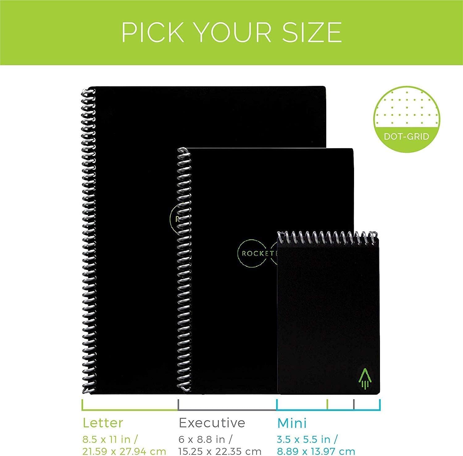 Core Reusable Smart Notebook | Innovative, Eco-Friendly, Digitally Connected Notebook with Cloud Sharing Capabilities | Dotted, 6" X 8.8", 36 Pg, Infinity Black, with Pen, Cloth, and App Included