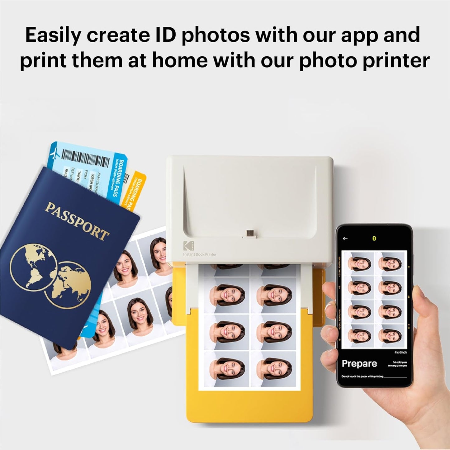 Dock plus 4PASS Instant Photo Printer (4X6 Inches) + 90 Sheets Bundle (10 Initial Sheets + 80 Sheet Pack)