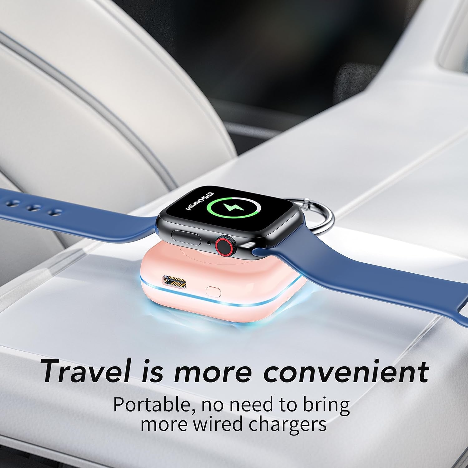 Portable Wireless Charger for Apple Watch Accessories,For Apple Watch Series 9/8/Uitra 2/Uitra/7/6/5/4/3/2/Se,Compact Magnetic Iwatch Charger 1200Mah Power Bank Keychain Travel Style Gift