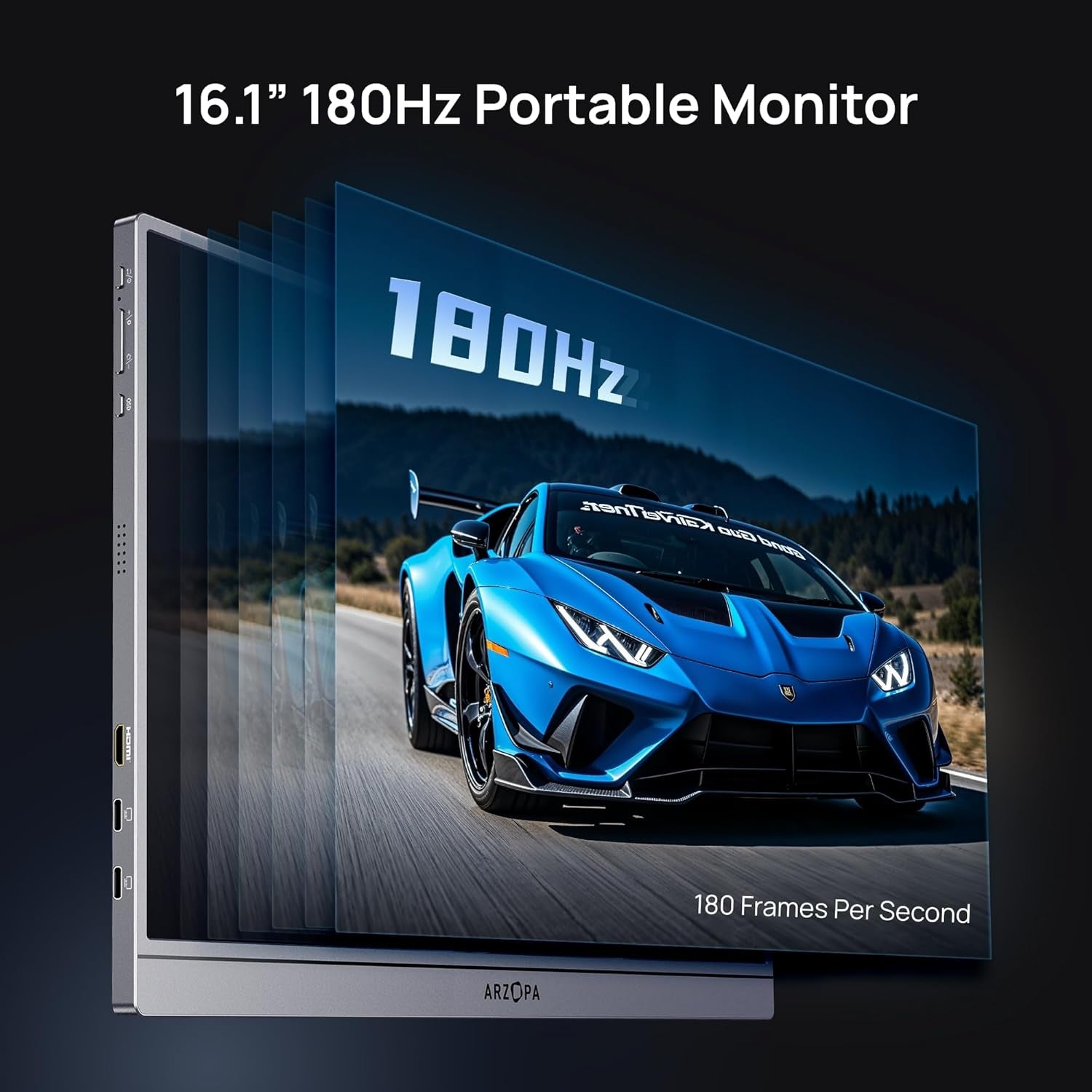 16.1-Inch 180Hz 2.5K Portable Gaming Monitor, 2560x1440 QHD with 107% sRGB, HDR, Ultra Slim Design, Eye Care Technology, External Second Screen for Laptop, PC, PS5, Mac, and Xbox - Model Z3FC