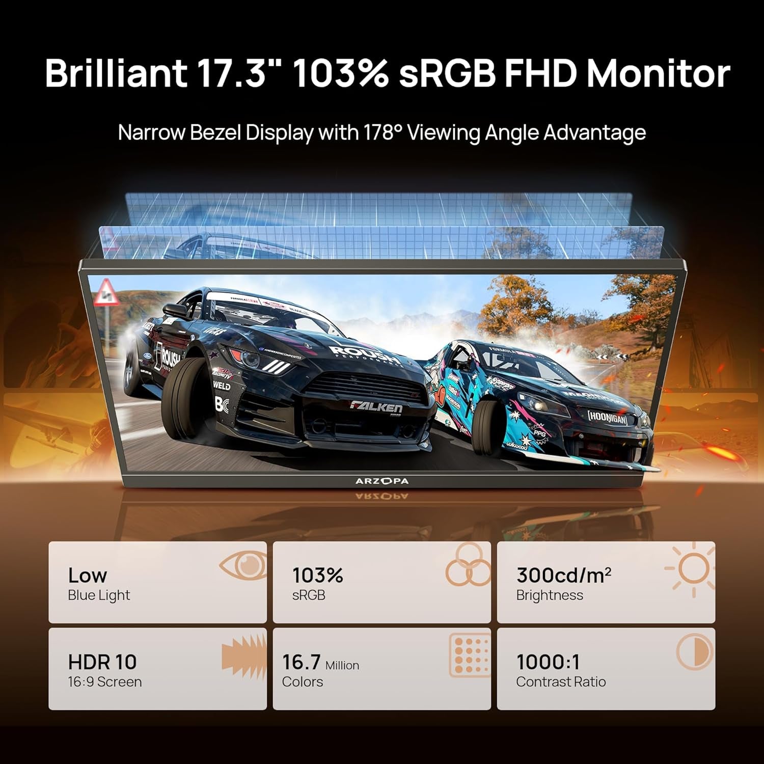 Experience Ultimate Portability with the 17.3" 1080P FHD IPS Monitor - Perfect for Gaming, Work, and Entertainment!