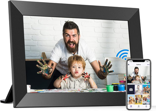 10.1 Inch Wifi Digital Picture Frame, IPS HD Touch Screen Cloud Smart Photo Frames with Built-In 32GB Memory, Wall Mountable, Auto-Rotate, Share Photos Instantly from Anywhere-Gift