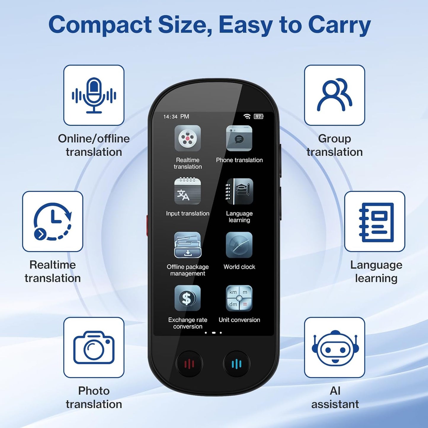 Translator Device, Language Translator Devices (No Wifi Needed) | Traducteur De Langue Instantané, Traducteur Vocal Instantané Sans Wifi, Offline AI Instant Translator for Travel, Study & Business