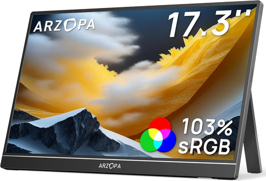 Experience Ultimate Portability with the 17.3" 1080P FHD IPS Monitor - Perfect for Gaming, Work, and Entertainment!