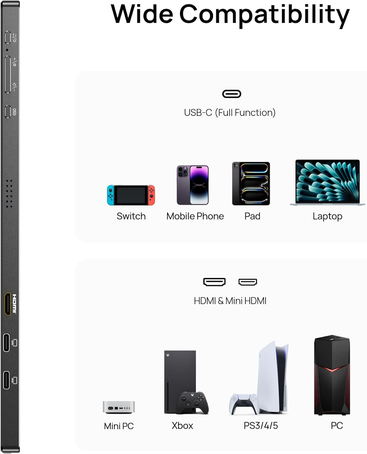 Experience Ultimate Portability with the 17.3" 1080P FHD IPS Monitor - Perfect for Gaming, Work, and Entertainment!