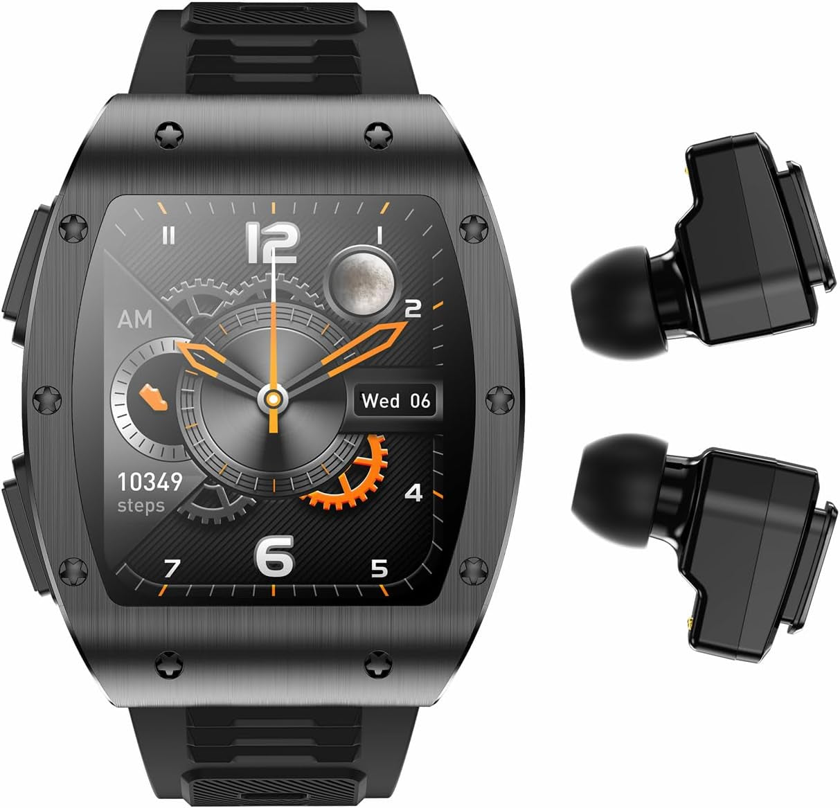 Professional Title: 2-in-1 Military Bluetooth Smart Watch with Earbuds for Men, 1.91" HD IPS Screen, Rugged Fitness Tracker, IP67 Waterproof, AI Voice Assistant - Black